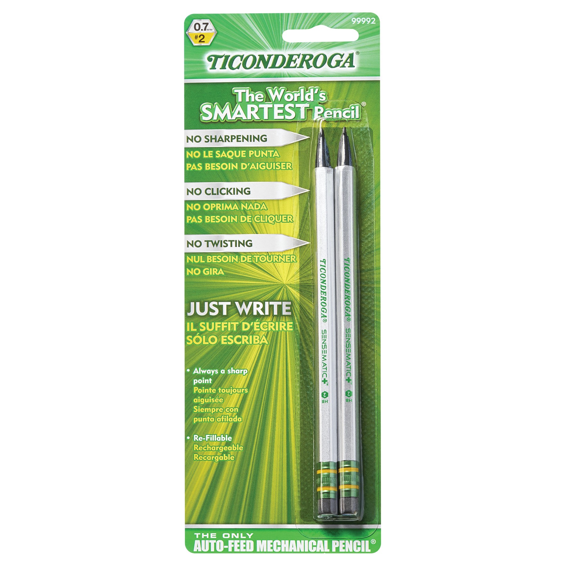 slide 1 of 5, Ticonderoga Sensematic Sensematic Mechanical Pencil, Silver, 0.7mm Lead, 2 Ct, 2 ct