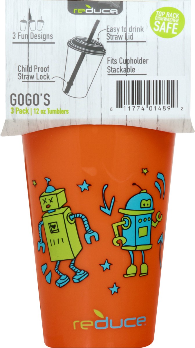 slide 4 of 11, Reduce Straw Tumblers, 12 Ounce, 3 Pack Set, 3 Each, 12 oz