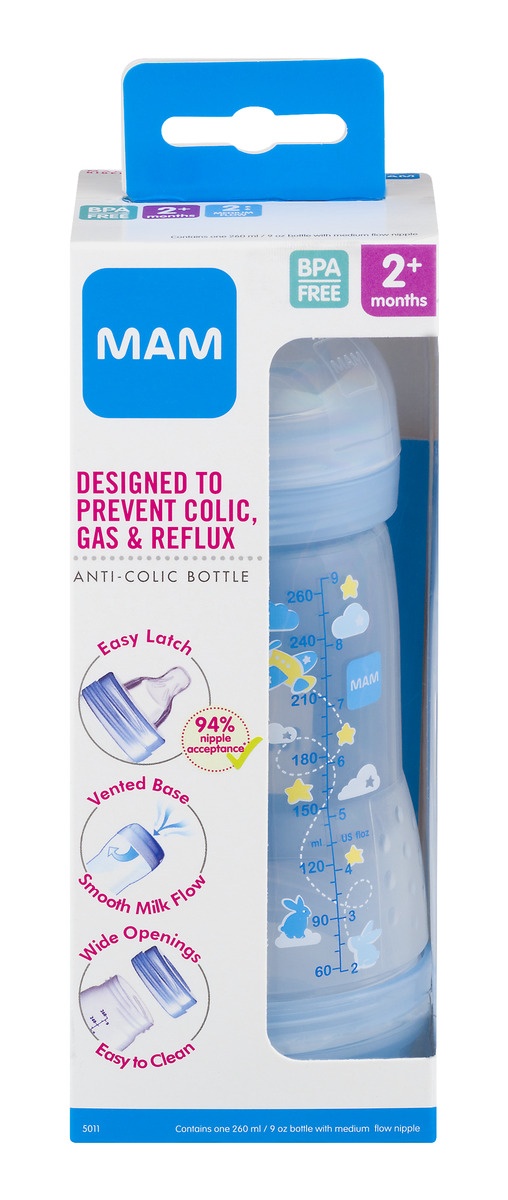 slide 1 of 1, MAM Anti-Colic Bottle for Boys, 9 oz