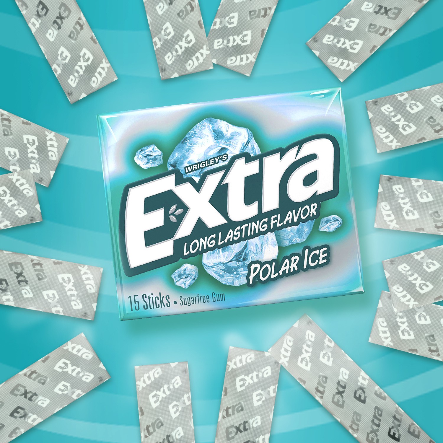 slide 5 of 7, EXTRA Polar Ice Sugar Free Chewing Gum Slim Packs, 10 Pack Bulk Packs, 150 pc