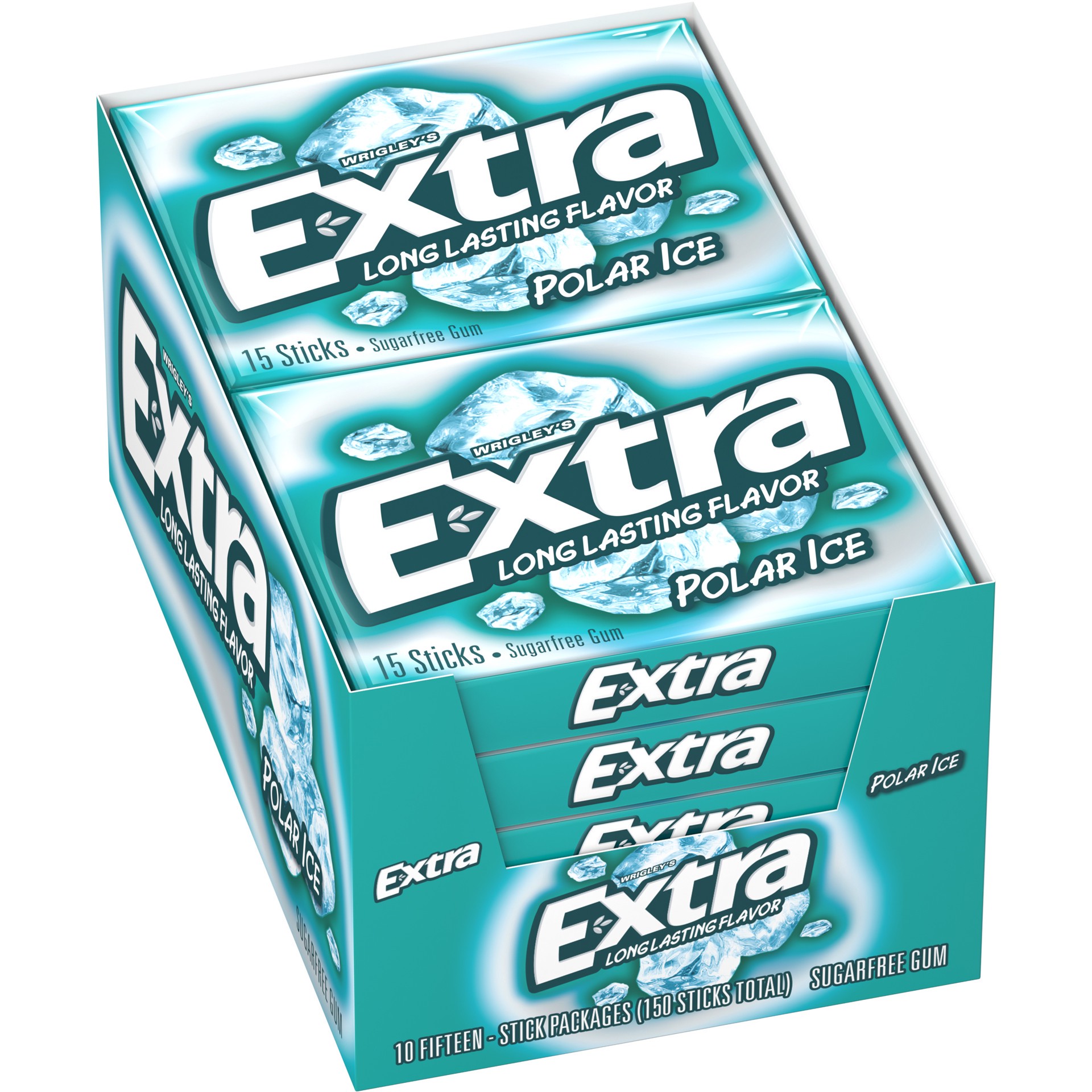 slide 1 of 7, EXTRA Polar Ice Sugar Free Chewing Gum Slim Packs, 10 Pack Bulk Packs, 150 pc