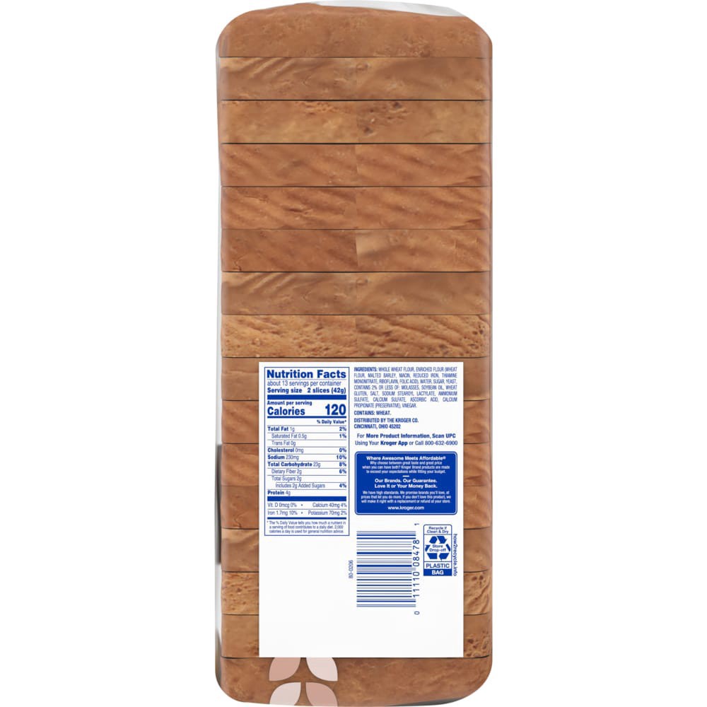 slide 2 of 4, Kroger Soft Wheat Sandwich Bread, 20 oz