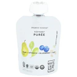 White Leaf Provisions Organic Pear Spinach Blueberry Oat Baby Food 3.17 oz