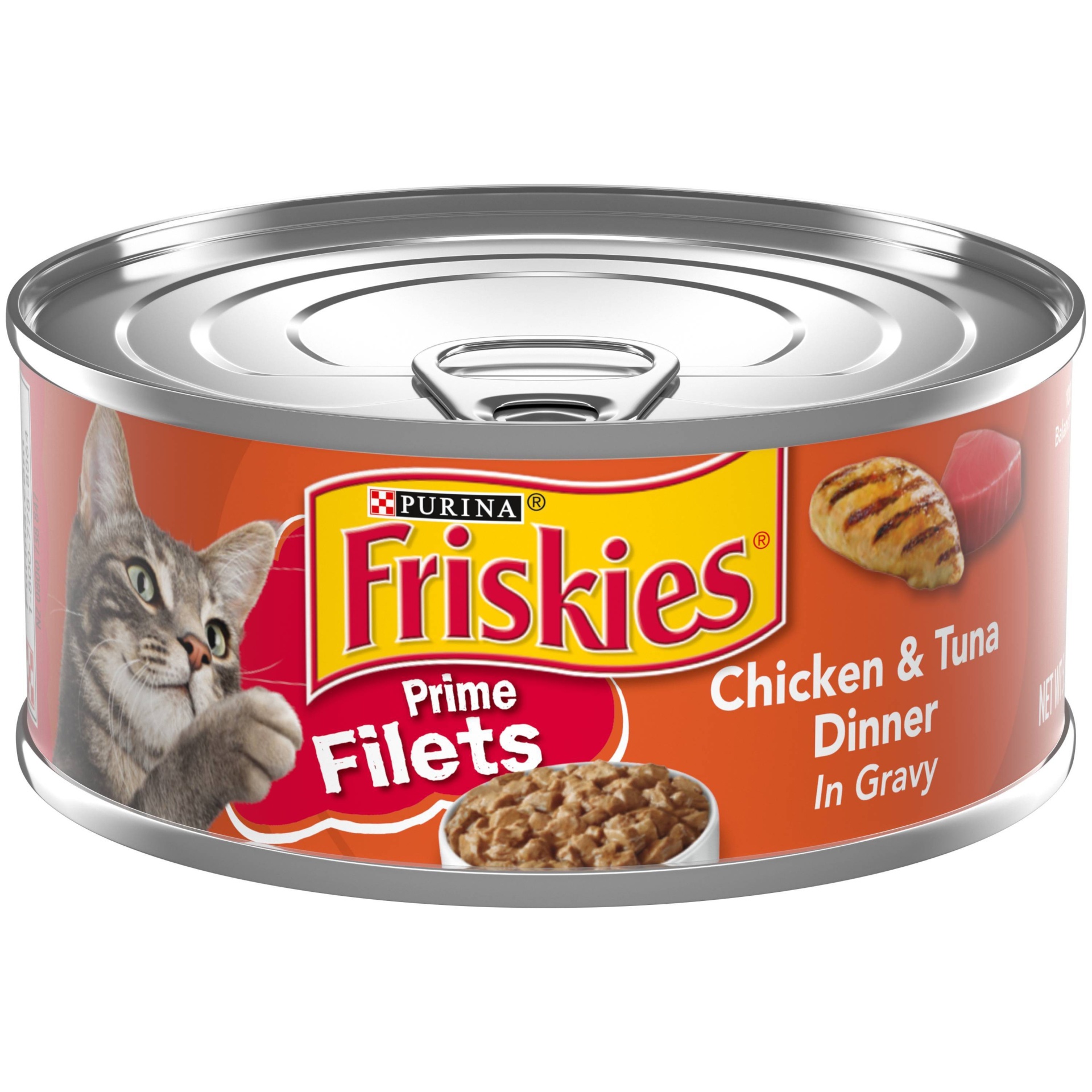 slide 1 of 1, Purina Friskies Prime Filets Chicken & Tuna Dinner in Gravy Cat Food, 5.5 oz