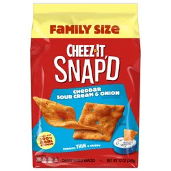 Cheez-It Snap'd Cheese Cracker Chips, Thin Crisps, Lunch Snacks, Cheddar Sour Cream Onion, 12oz Bag, 1 Bag