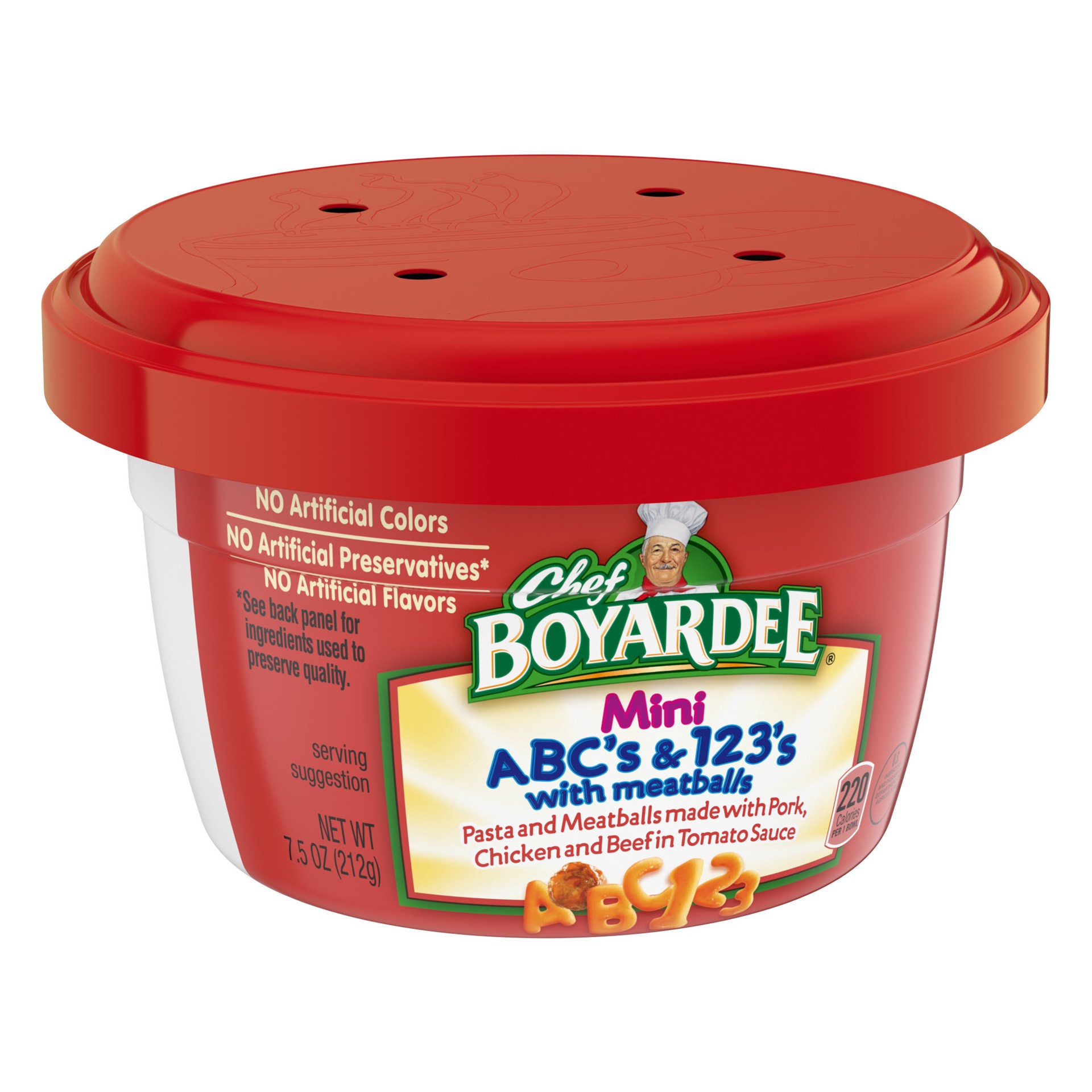 slide 3 of 5, Chef Boyardee Mini-Bites ABC's & 123's Pasta with Meatballs, 7.5 Oz., 7.5 oz