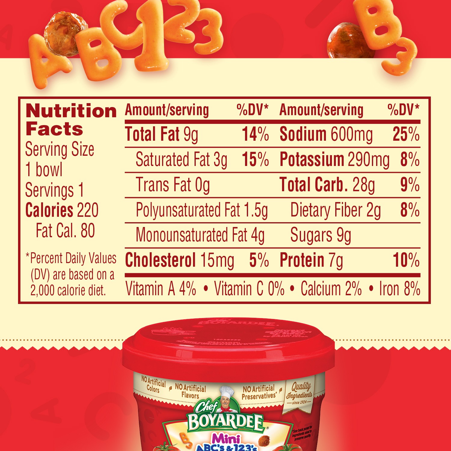 slide 4 of 5, Chef Boyardee Mini-Bites ABC's & 123's Pasta with Meatballs, 7.5 Oz., 7.5 oz