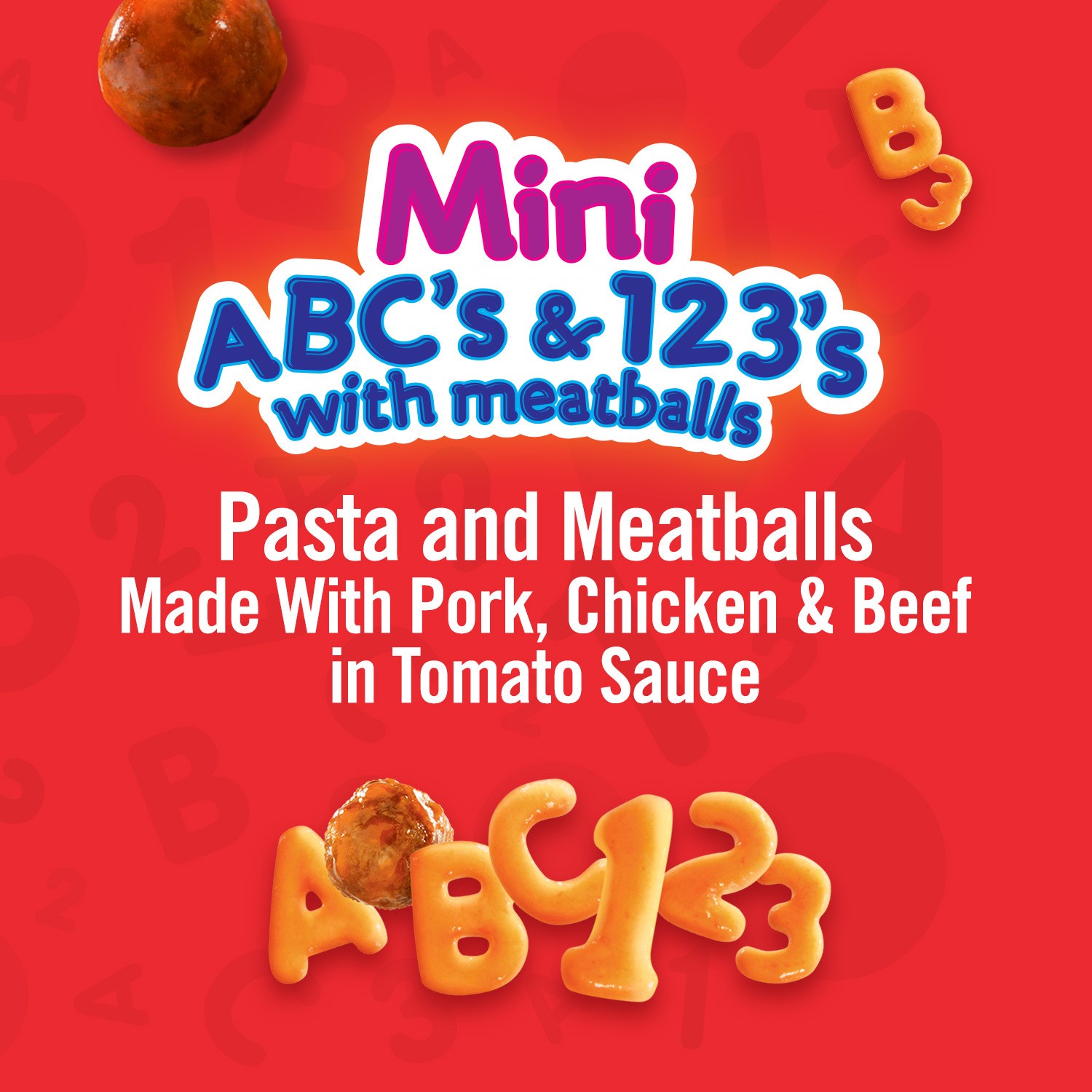 slide 5 of 5, Chef Boyardee Mini-Bites ABC's & 123's Pasta with Meatballs, 7.5 Oz., 7.5 oz