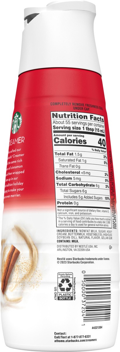 slide 6 of 7, Starbucks Cinnamon Dolce Flavored Coffee Creamer, Inspired by Cinnamon Dolce Latte, 28 fl oz
