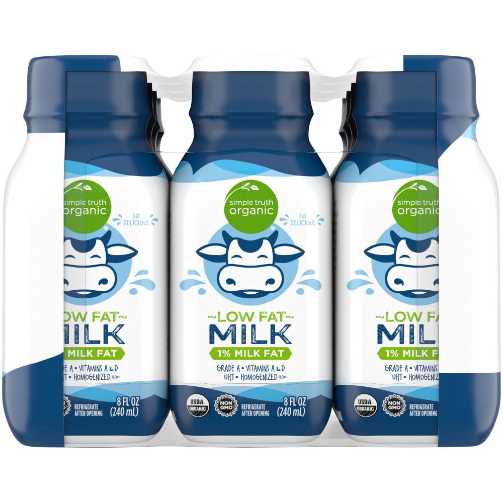 slide 8 of 9, Simple Truth Organic 1% Low Fat Milk, 12 ct; 8 fl oz