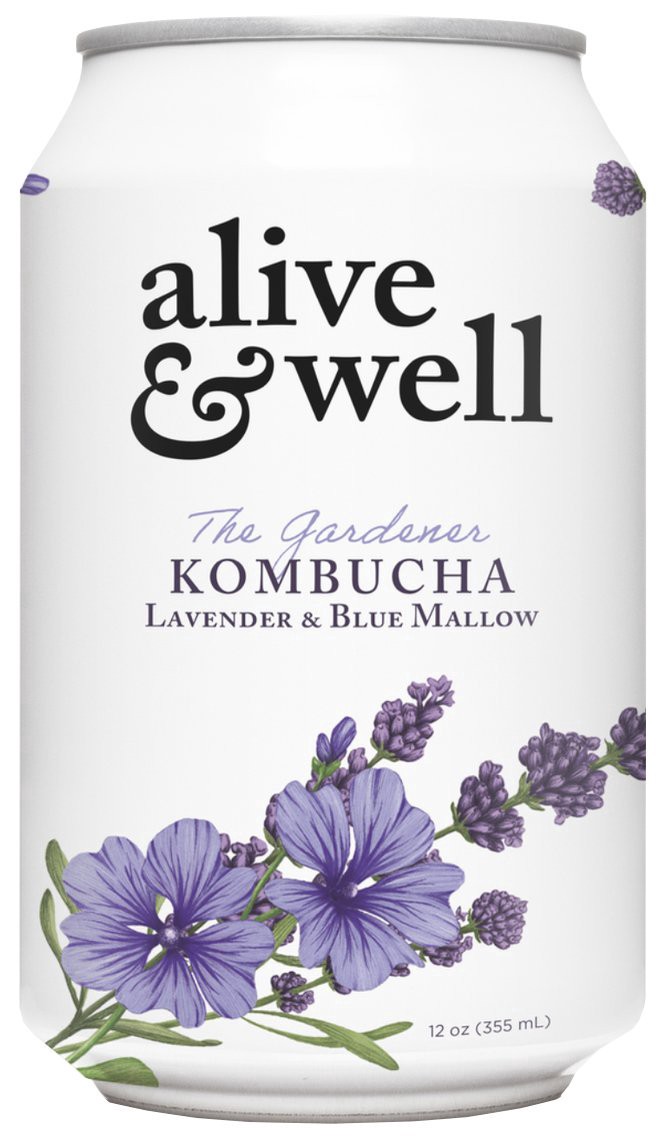slide 1 of 1, Alive & Well Lavender & Blue Mallow Kombucha, 12 oz