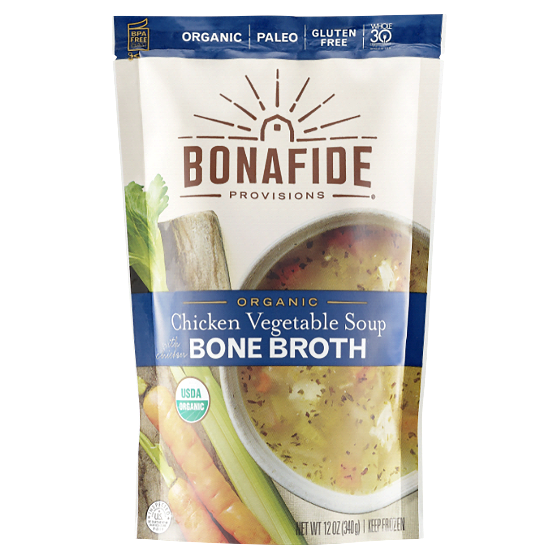 slide 1 of 1, Bonafide Provisions Organic Chicken Veg Soup, 12 oz