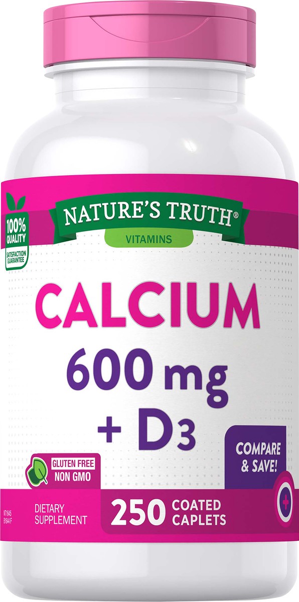 slide 2 of 6, Nature's Truth Calcium 600 mg plus Vitamin D3, 250 ct