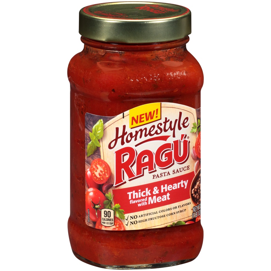 slide 2 of 8, Ragu Home Style Meat Flavor Pasta Sauce, 23 oz