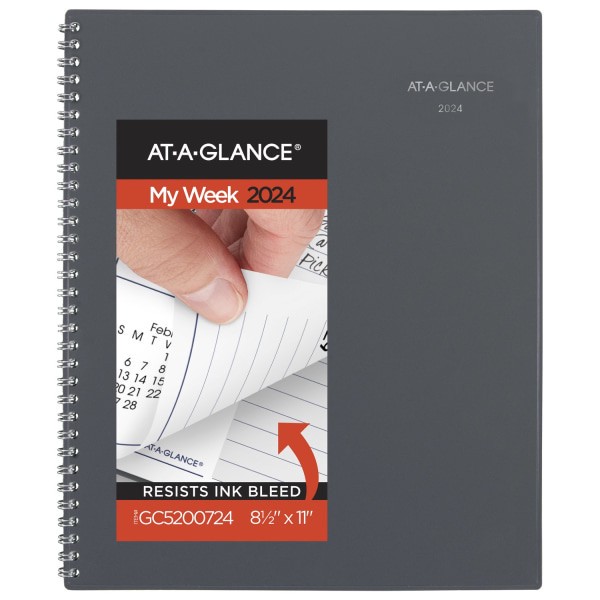 slide 1 of 10, At-A-Glance Dayminder Weekly/Monthly Appointment Book Planner, 8-1/2'' X 11'', Gray, January To December 2024, Gc52007, 1 ct