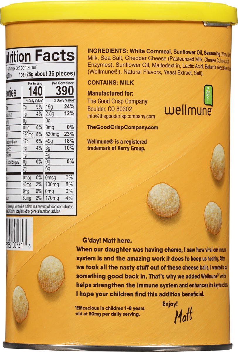 slide 6 of 12, The Good Crisp Company Aged White Cheddar Cheese Balls 2.75 oz, 