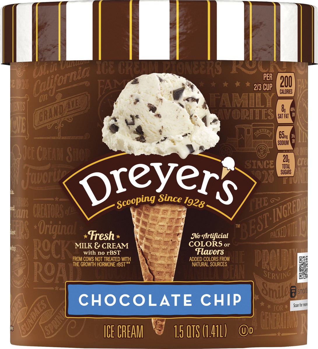 slide 2 of 7, EDY'S/DREYER'S Chocolate Chip Ice Cream 1.5 qt. Tub, 1.5 qt