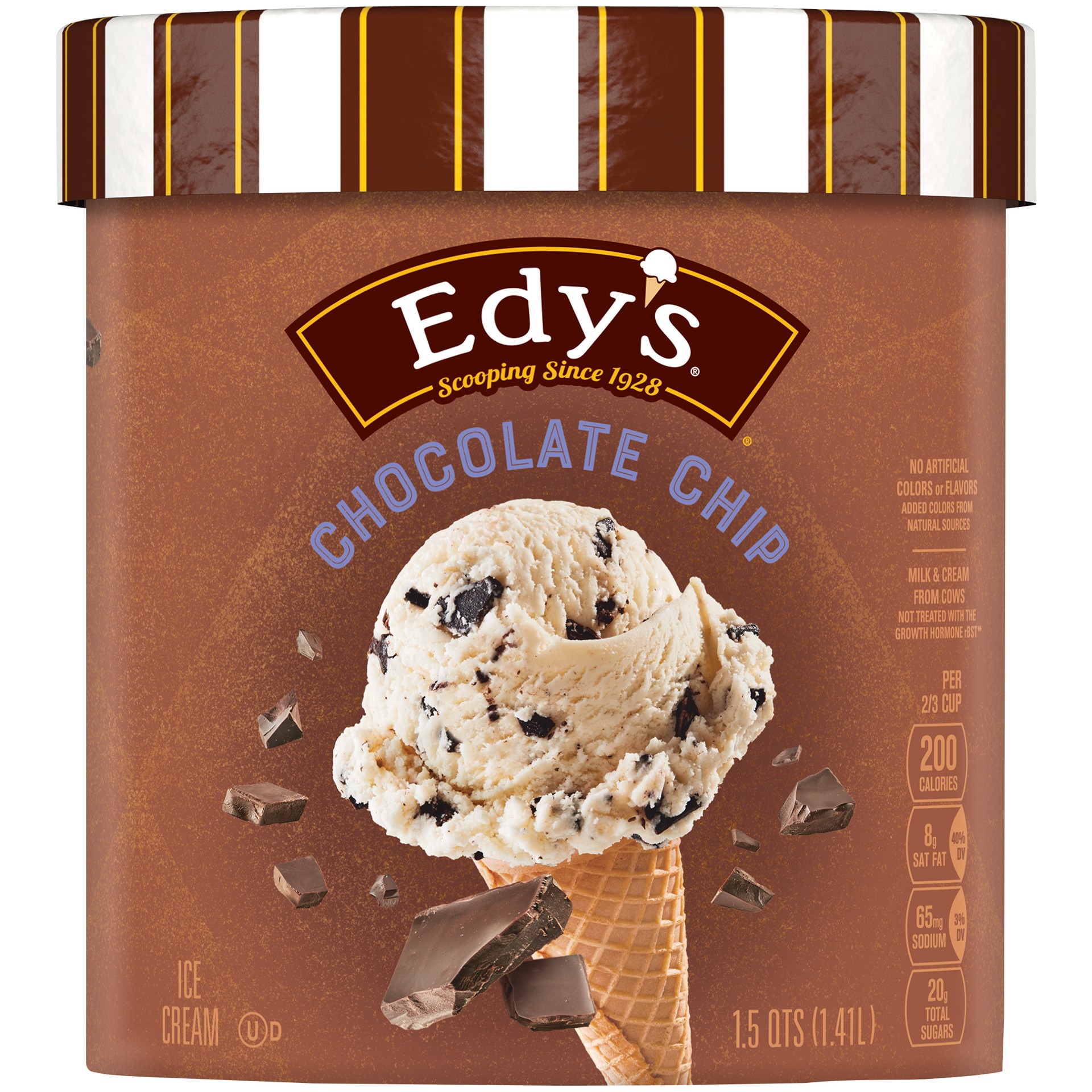 slide 1 of 7, EDY'S/DREYER'S Chocolate Chip Ice Cream 1.5 qt. Tub, 1.5 qt