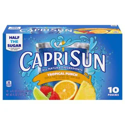 Capri Sun Tropical Punch Flavored with other natural flavor Juice Drink Blend, 10 ct Box, 6 fl oz Pouches