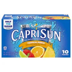 Capri Sun Tropical Punch Flavored with other natural flavor Juice Drink Blend, 10 ct Box, 6 fl oz Pouches