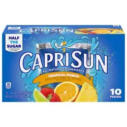 Capri Sun Tropical Punch Flavored with other natural flavor Juice Drink Blend, 10 ct Box, 6 fl oz Pouches