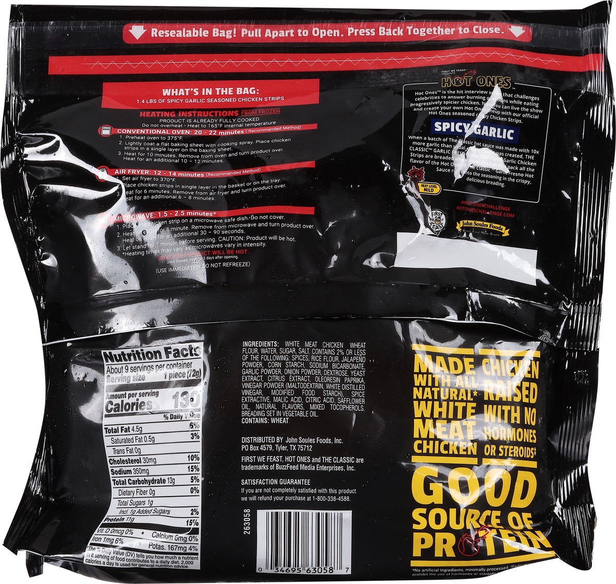 slide 8 of 9, Hot Ones Mild Spicy Garlic Chicken Strips 22.5 oz, 22.5 oz