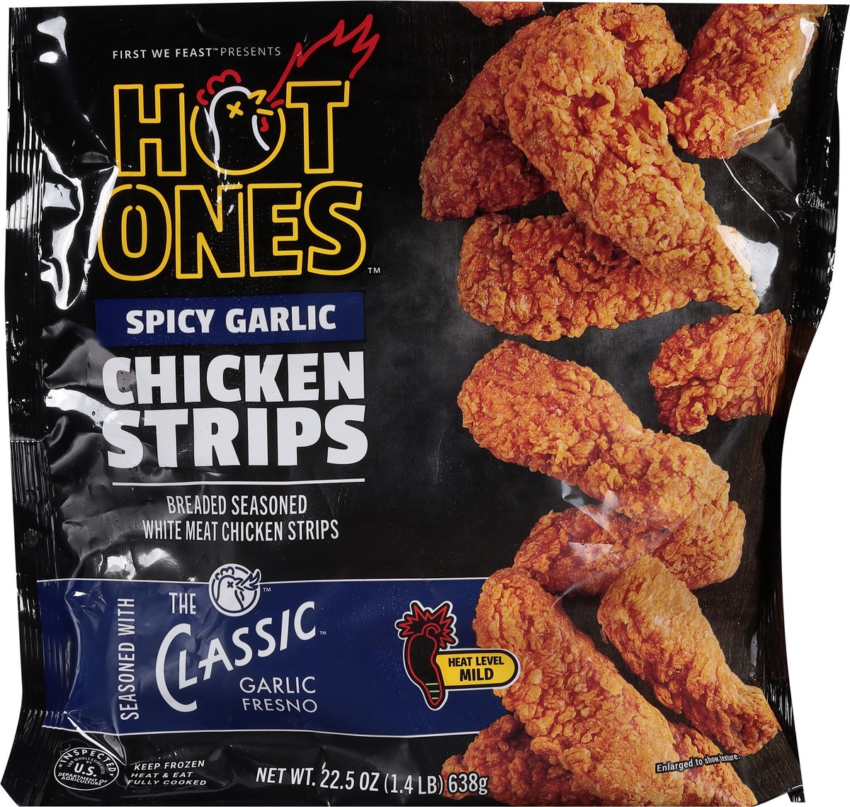 slide 9 of 9, Hot Ones Mild Spicy Garlic Chicken Strips 22.5 oz, 22.5 oz