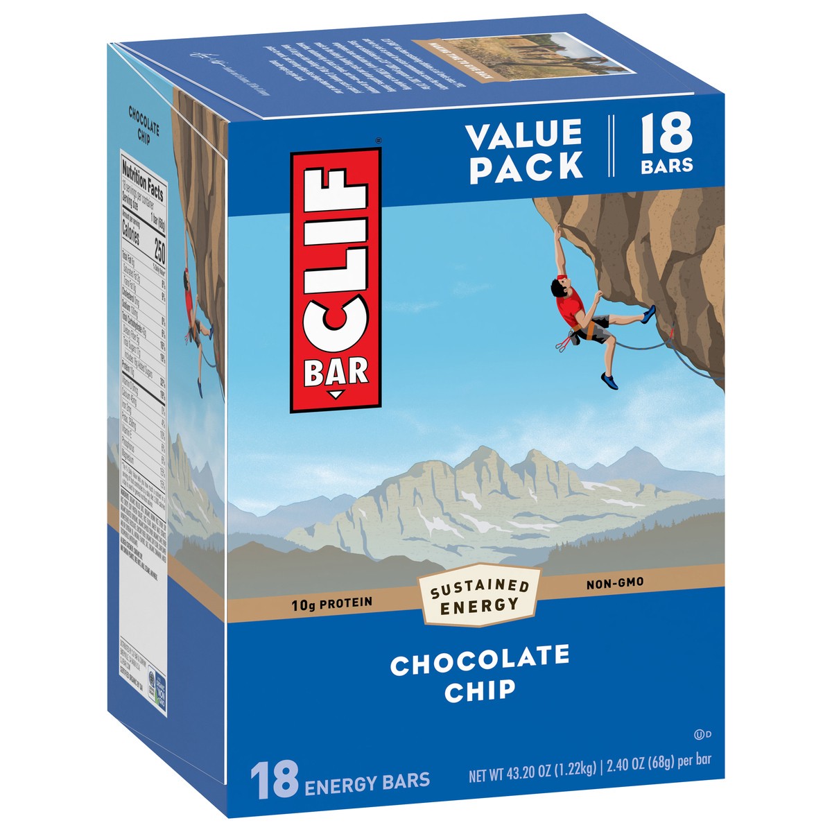 slide 2 of 9, CLIF Bar Chocolate Chip, 18 ct