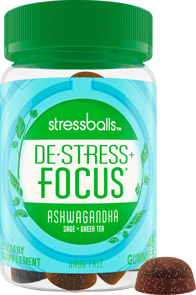 slide 2 of 6, Stressballs Gummies Ashwagandha Sage-Green Tea De-Stress + Focus 46 ea, 46 ct