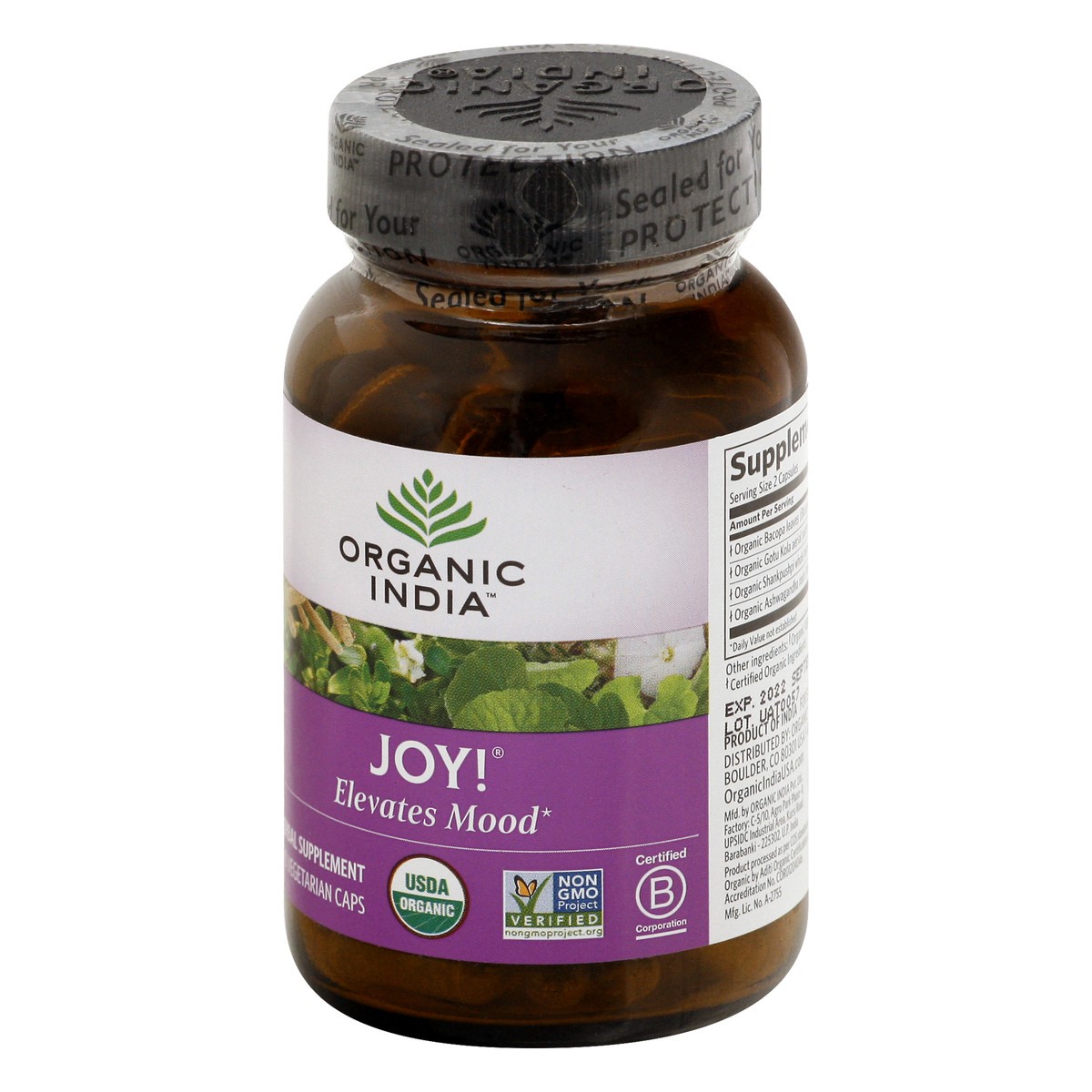 slide 11 of 12, Organic India Vegetarian Caps Joy Herbal Supplement 90 ea, 90 ct