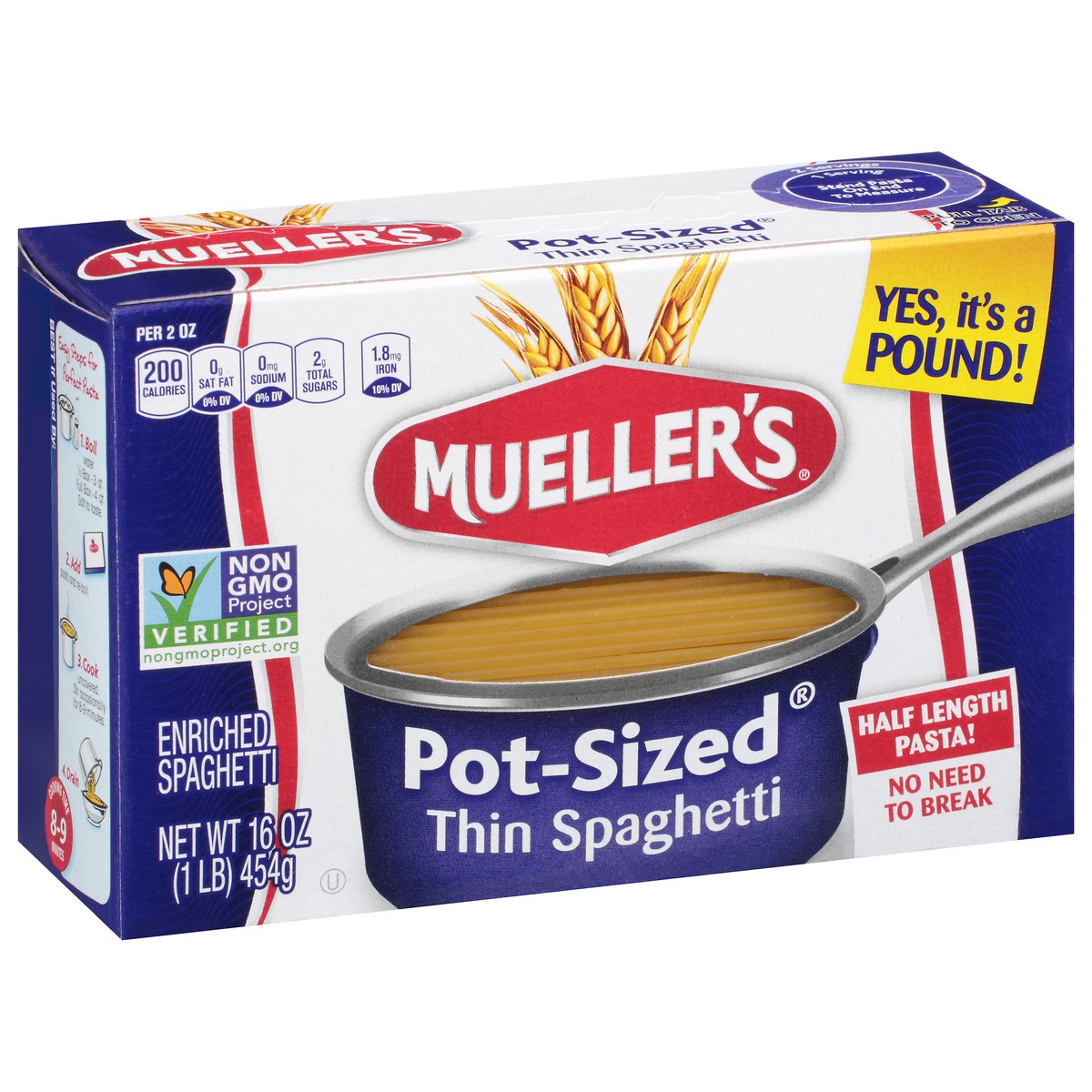 slide 9 of 9, Mueller's Pot-Sized Thin Spaghetti 16 oz, 16 oz