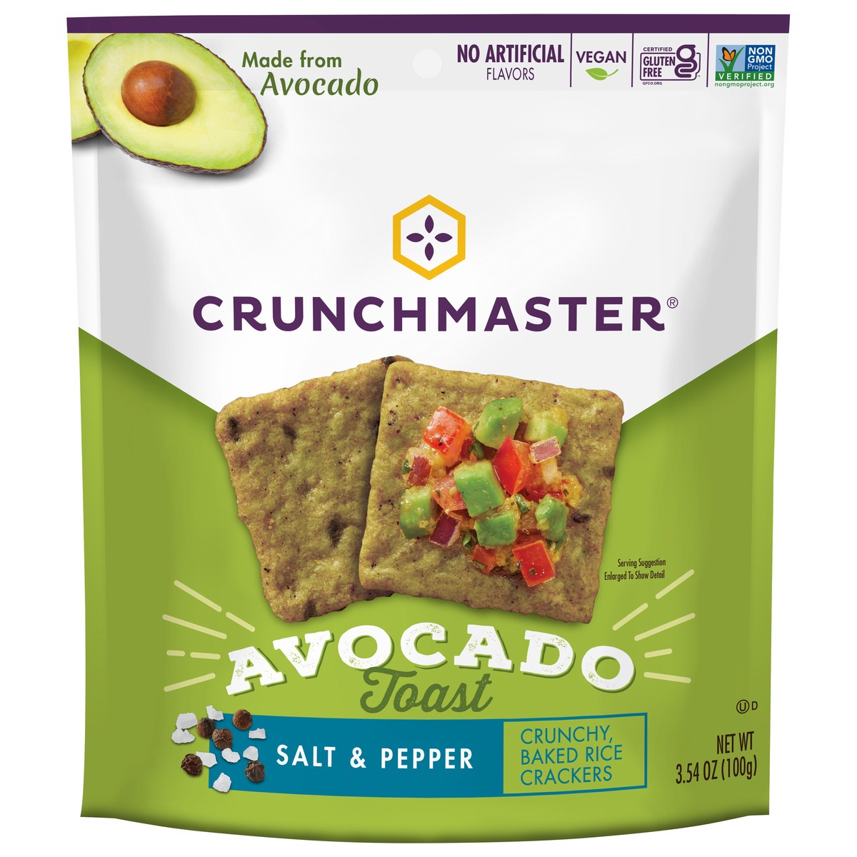 slide 1 of 1, Crunchmaster Avocado Toast Salt & Pepper, 3.54 oz
