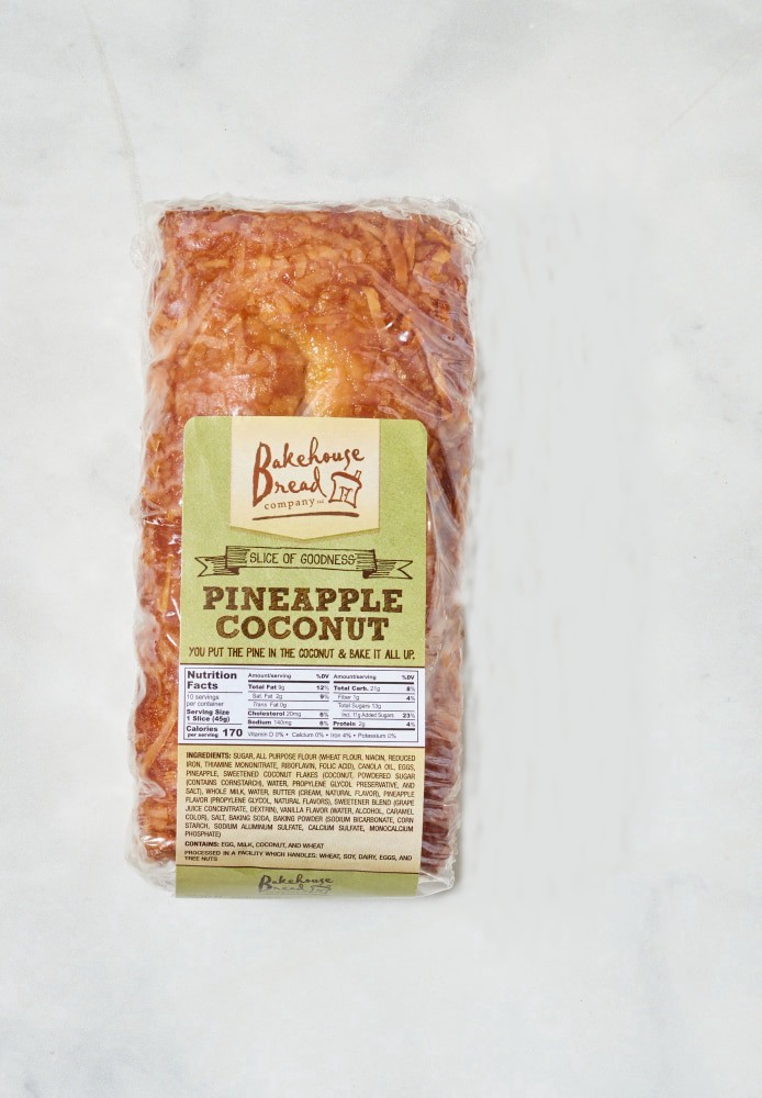 slide 1 of 1, Bakehouse Bread Company Pineapple Coconut Bread, 14 oz
