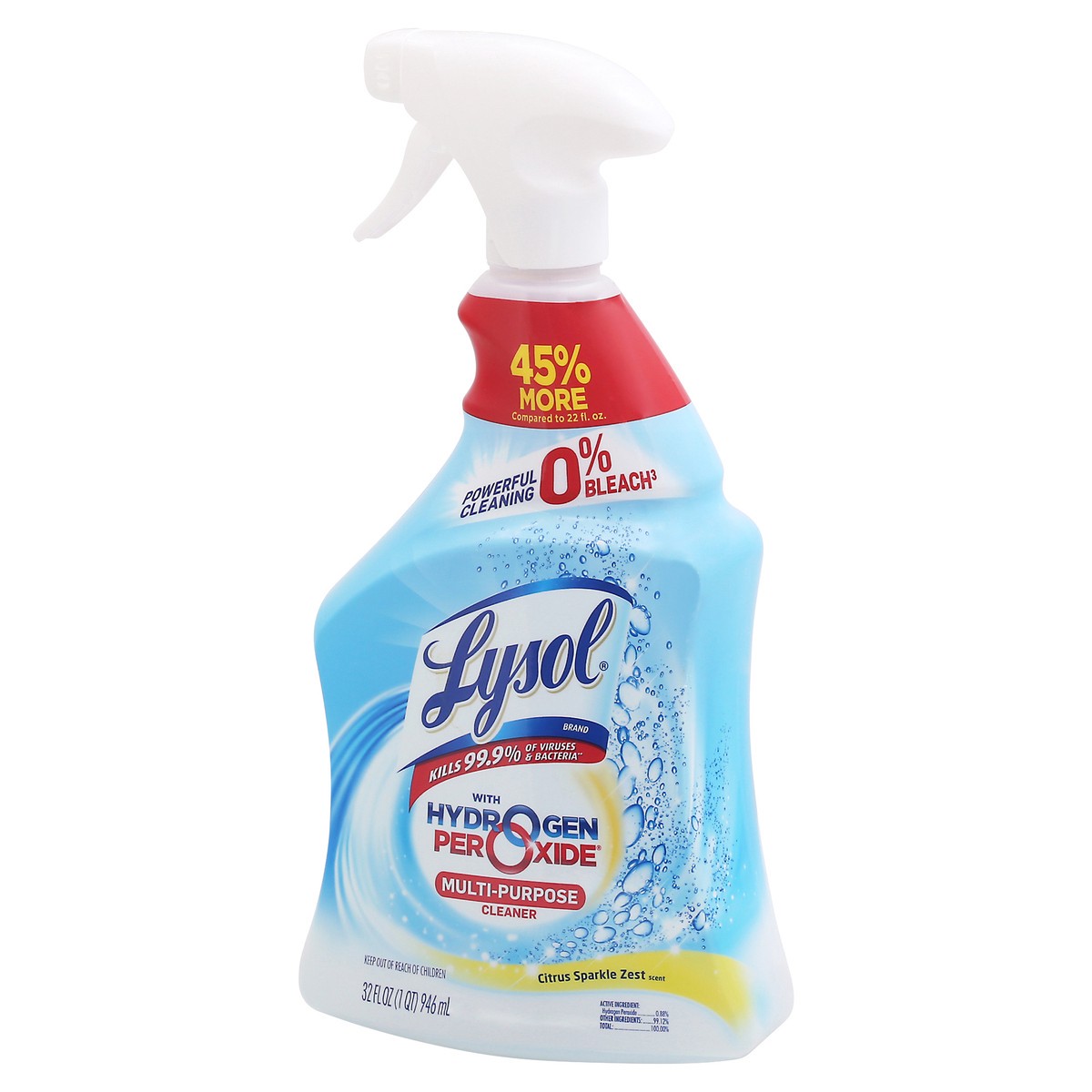 slide 8 of 9, Lysol Multi Purpose Cleaner Spray, For Cleaning and Disinfecting, Bleach Free (Contains Hydrogen Peroxide), Citrus Scent, 32oz, 32 oz