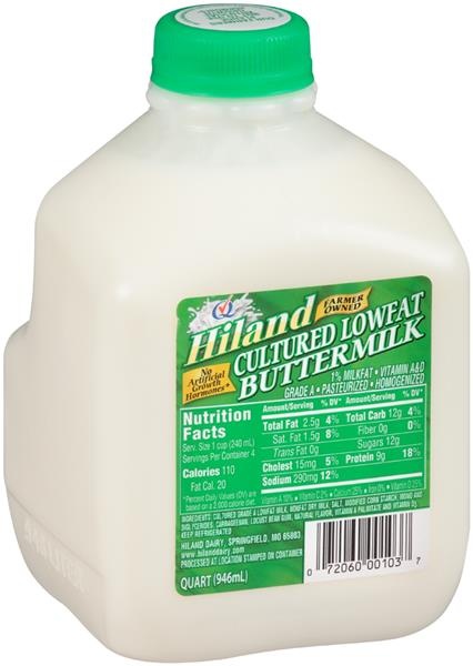 slide 1 of 1, Hiland Dairy Buttermilk, 1 qt