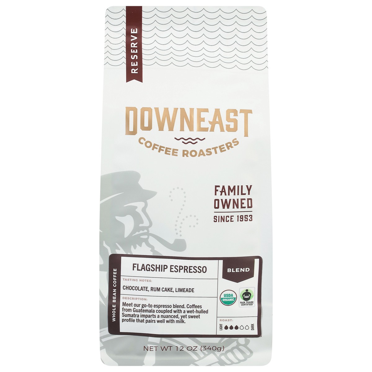 slide 1 of 4, Downeast Coffee Roasters Whole Bean Light Roast Flagship Espresso Coffee 12 oz, 12 oz