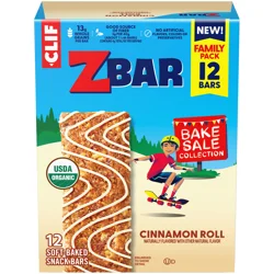 Zbar - Cinnamon Roll - Soft Baked Snack Bars - Non-GMO - 13g Whole Grains - USDA Organic Granola Bars (12 Pack)