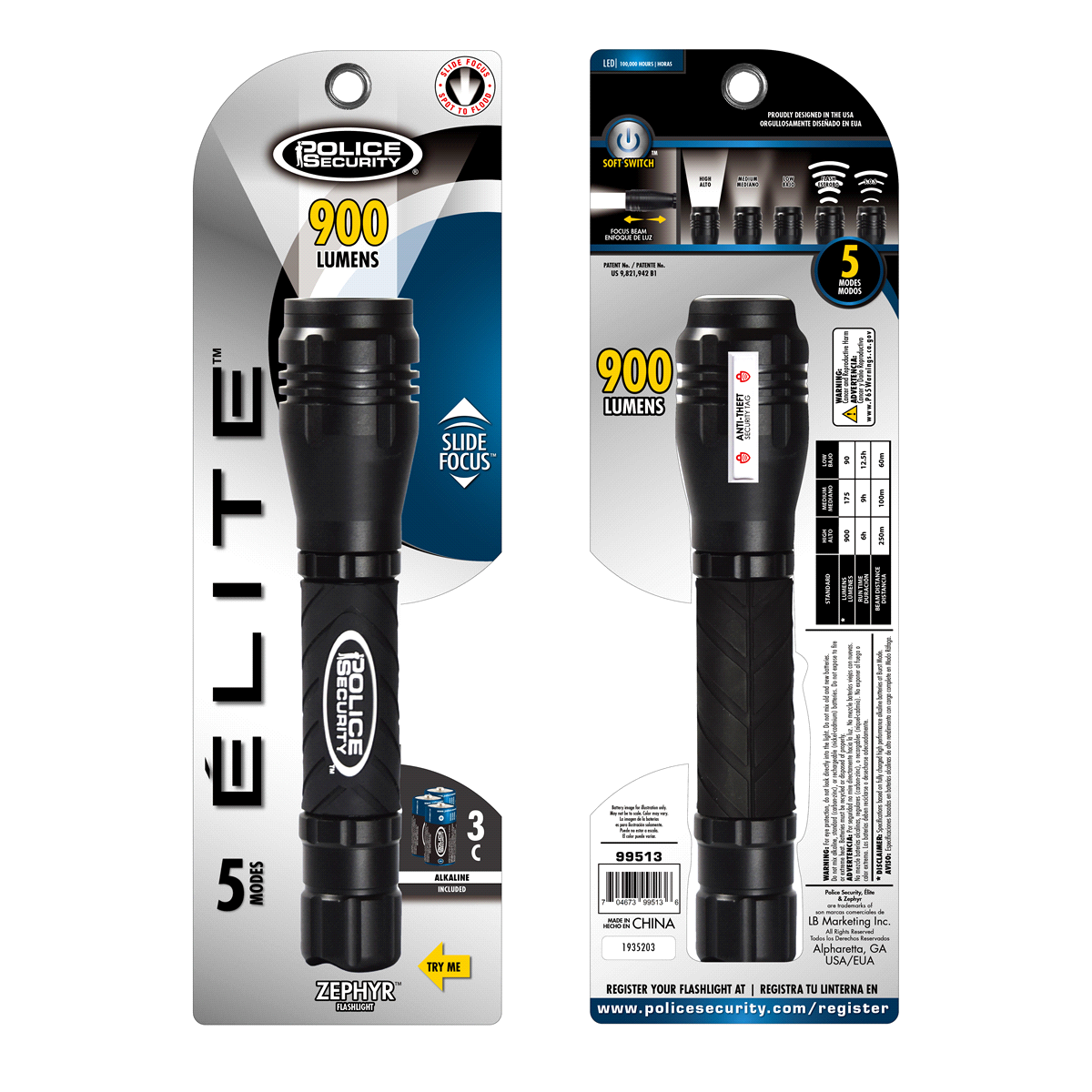 slide 1 of 4, Police Security Zephyr Black 3C Flashlight, 1 ct