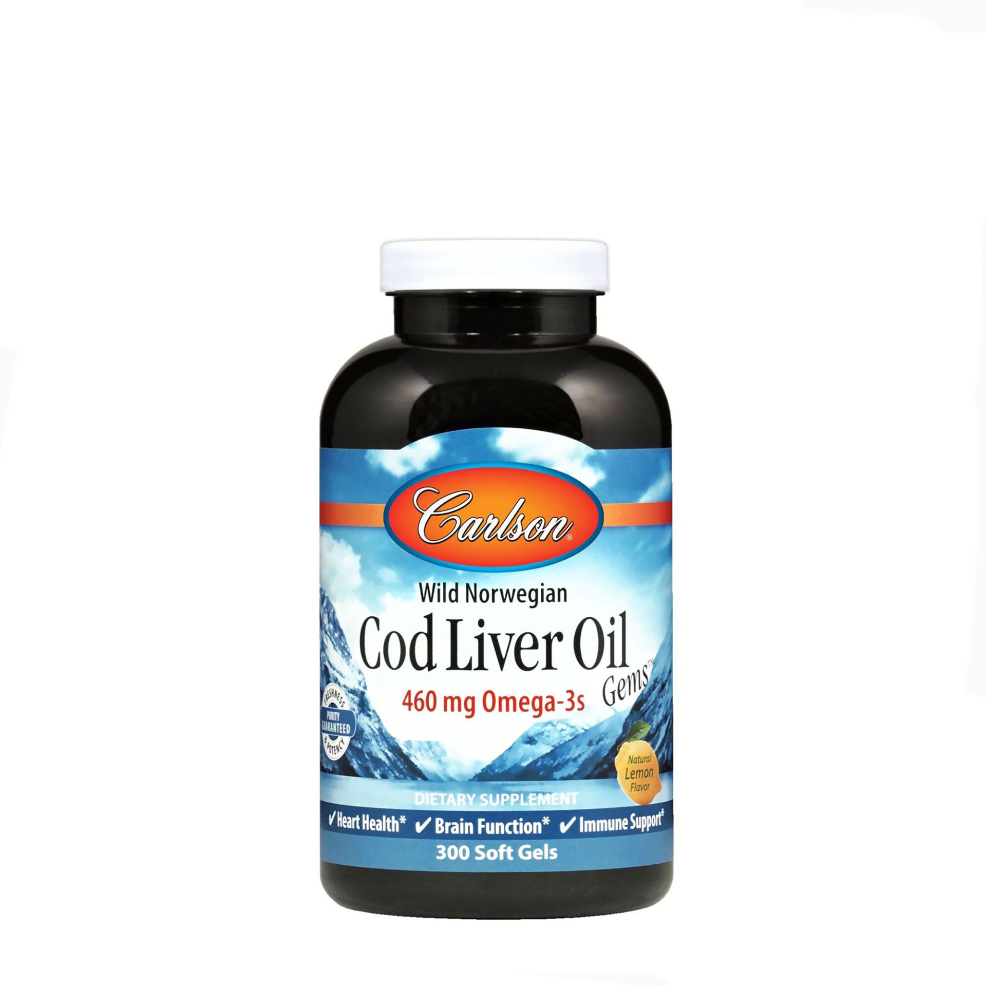 slide 1 of 1, Carlson Cod Liver Oil Gems Lightly Lemon Soft Gels, 300 ct