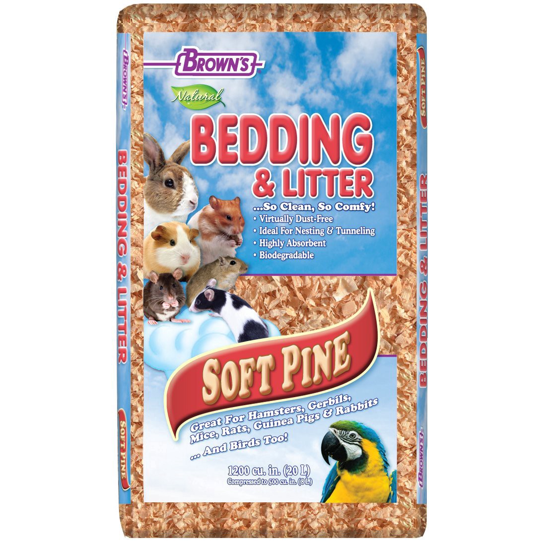 slide 1 of 1, Brown's Natural Soft Pine Bedding & Litter, 20 liter