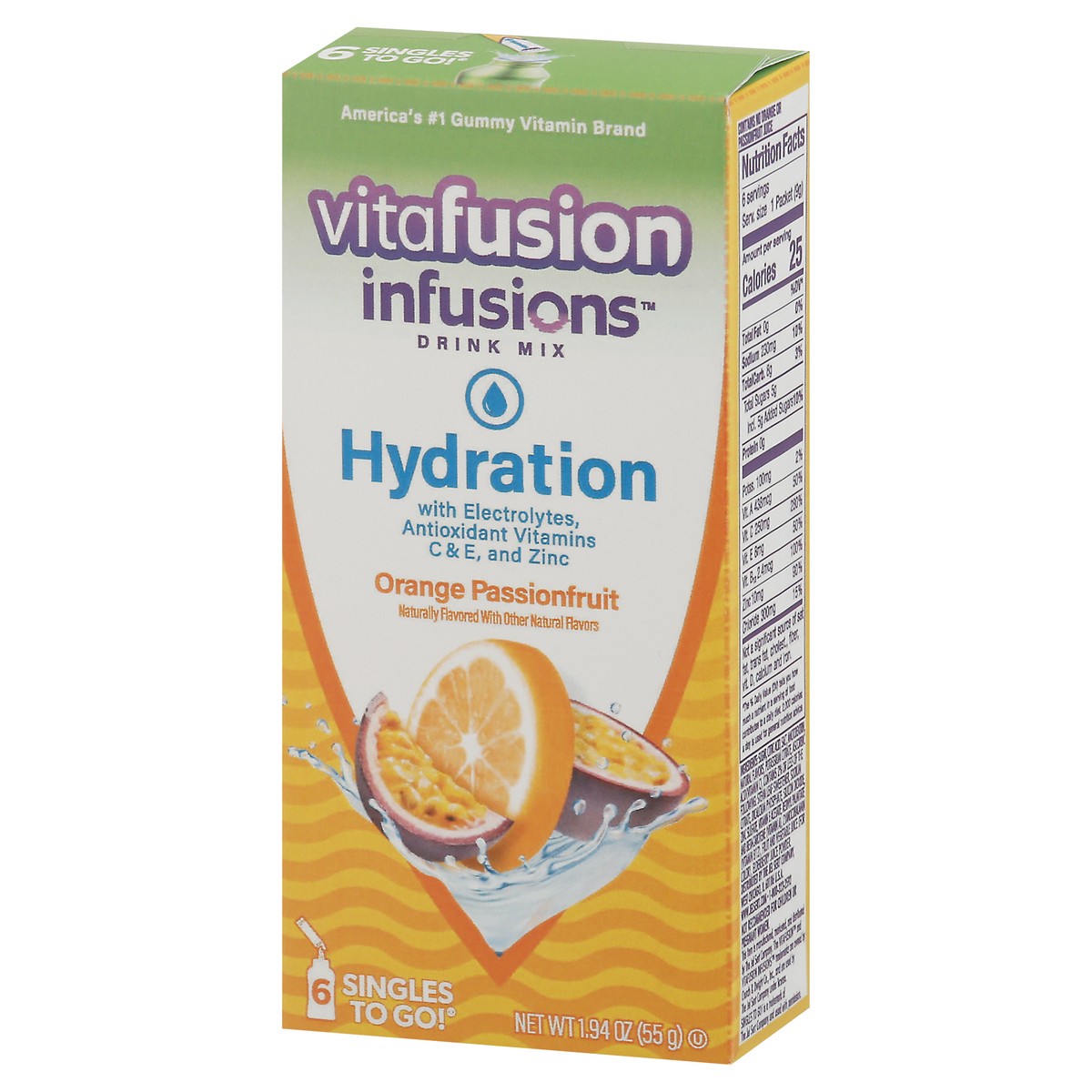 slide 3 of 14, vitafusion Infusions Singles To Go Hydration Orange Passionfruit Drink Mix - 6 ct, 6 ct
