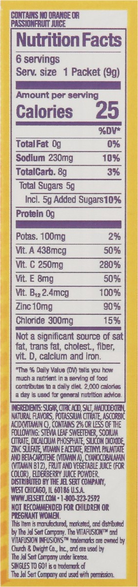 slide 9 of 14, vitafusion Infusions Singles To Go Hydration Orange Passionfruit Drink Mix - 6 ct, 6 ct