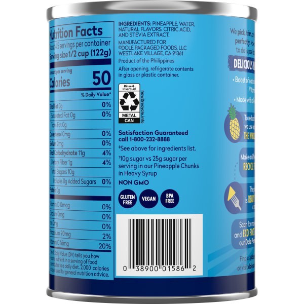 slide 12 of 17, Dole Pineapple Chunk NSA, 20 oz