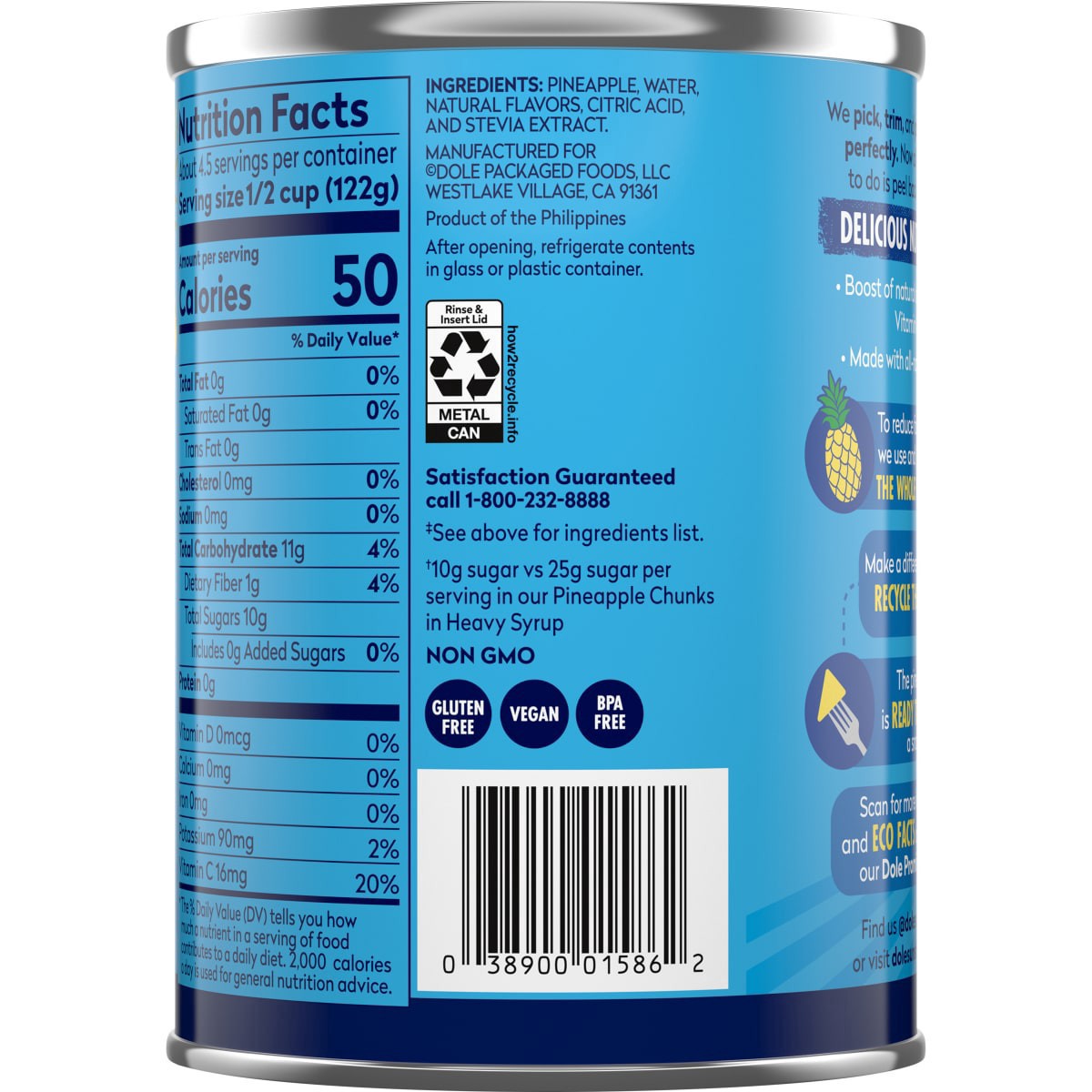 slide 13 of 17, Dole Pineapple Chunk NSA, 20 oz