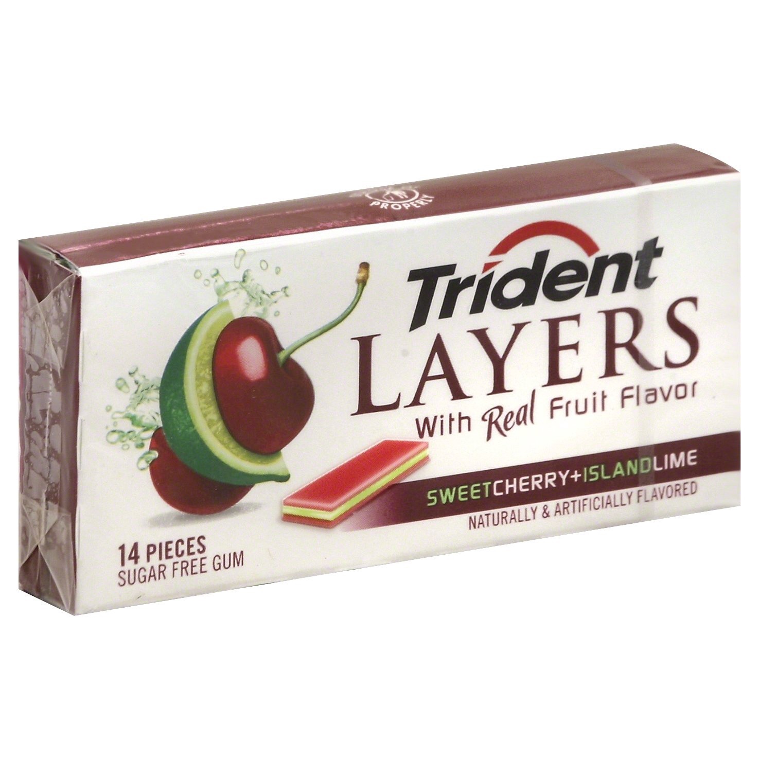 slide 1 of 6, Trident Layers Cherry + Lime Sugar Free Gum- 14 CT, 14 ct