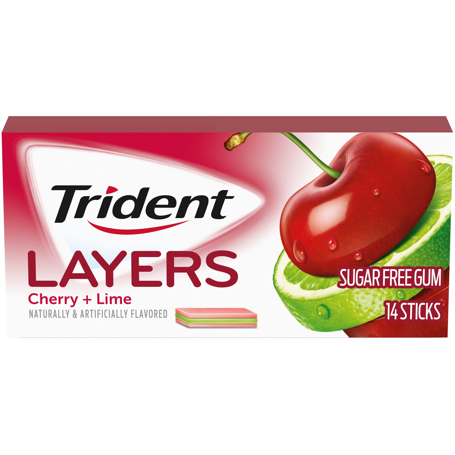 slide 4 of 6, Trident Layers Cherry + Lime Sugar Free Gum- 14 CT, 14 ct