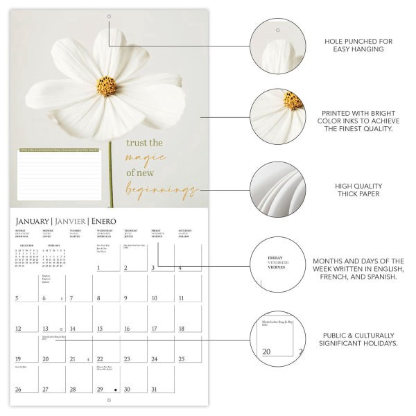 slide 2 of 5, 2025 Graphique Inspirational Monthly Wall Calendar, 12"" X 12"", A Fresh Start, January 2025 To December 2025, Cy347, 1 ct