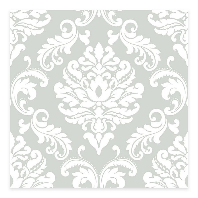 slide 1 of 1, WallPops! NuWallpaper Ariel Damask Peel & Stick Wallpaper - Grey, 1 ct