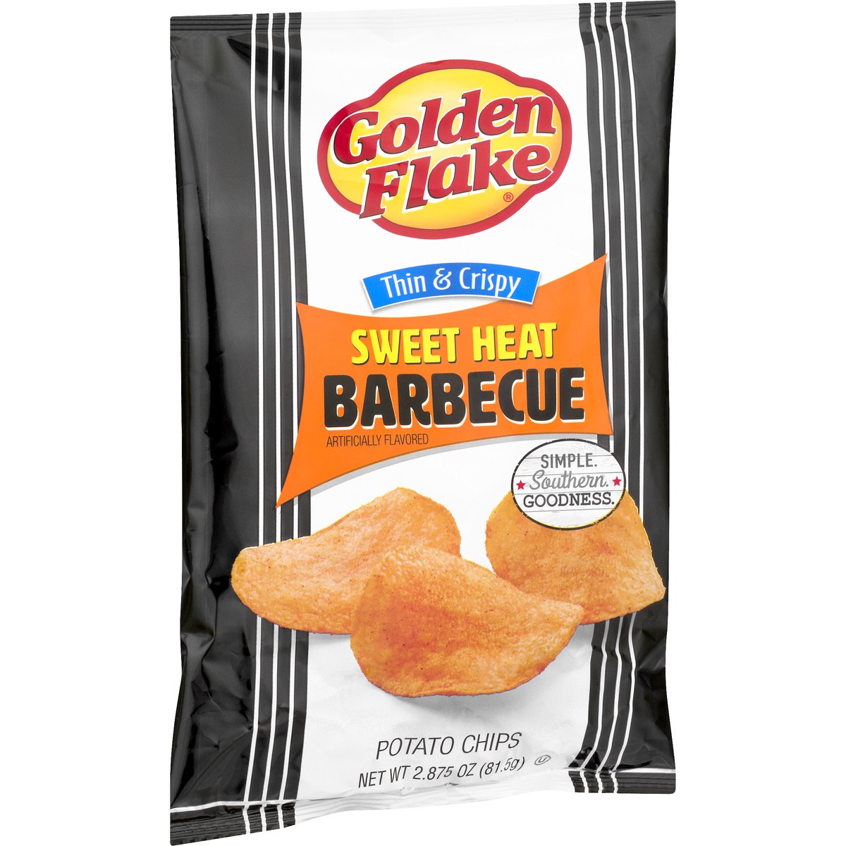 slide 9 of 11, Golden Flake Sweet Heat Barbecue Thin & Crispy Flavored Potato Chips, 2.875 oz