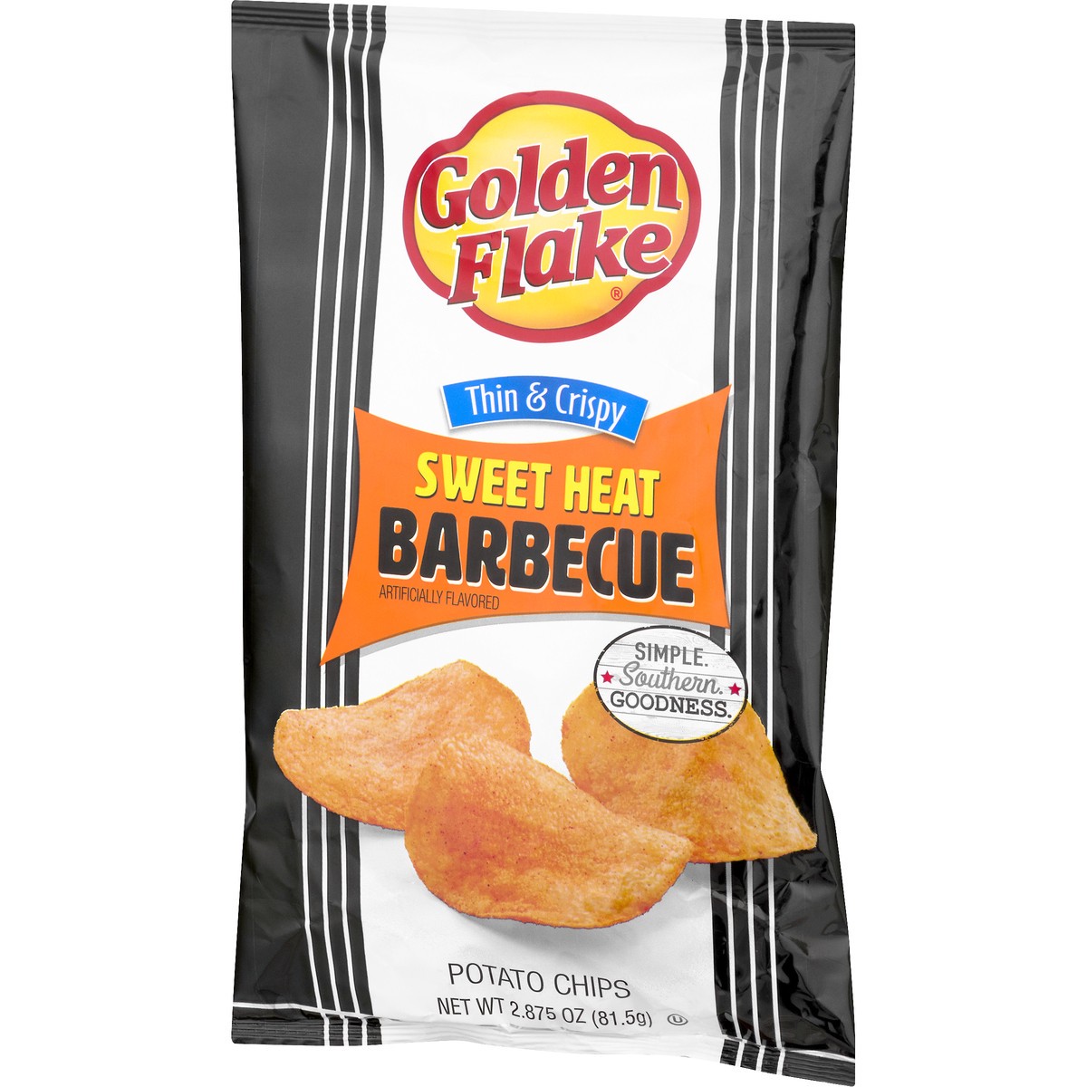 slide 10 of 11, Golden Flake Sweet Heat Barbecue Thin & Crispy Flavored Potato Chips, 2.875 oz